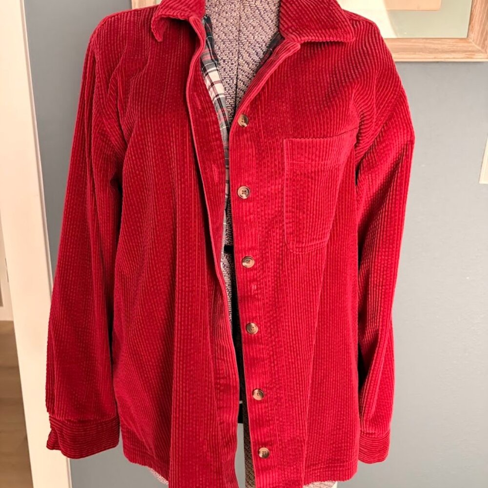 Red Corduroy LL Bean Shirt Jacket